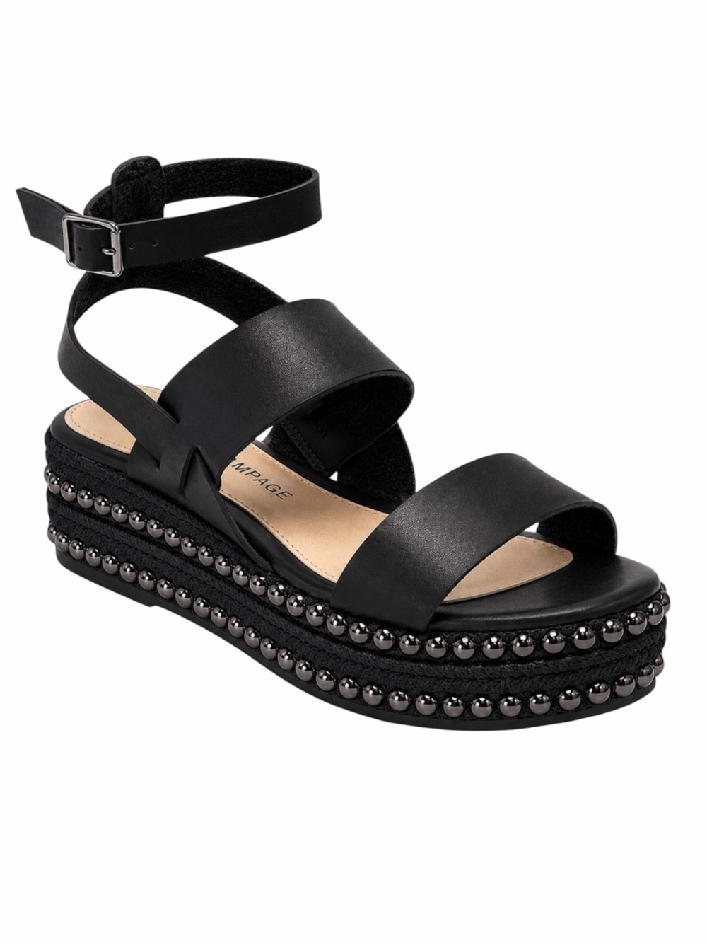 Rampage Sz 9 Kinnect Black Ankle Strap‎ Sandals